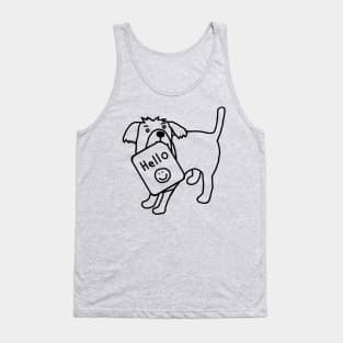 Cute Dog Says Hello Outline Tank Top